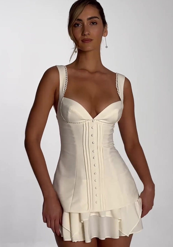 Sexy Low Back Slim Waists Lace-Up Strap Slim Waist Mini Dress