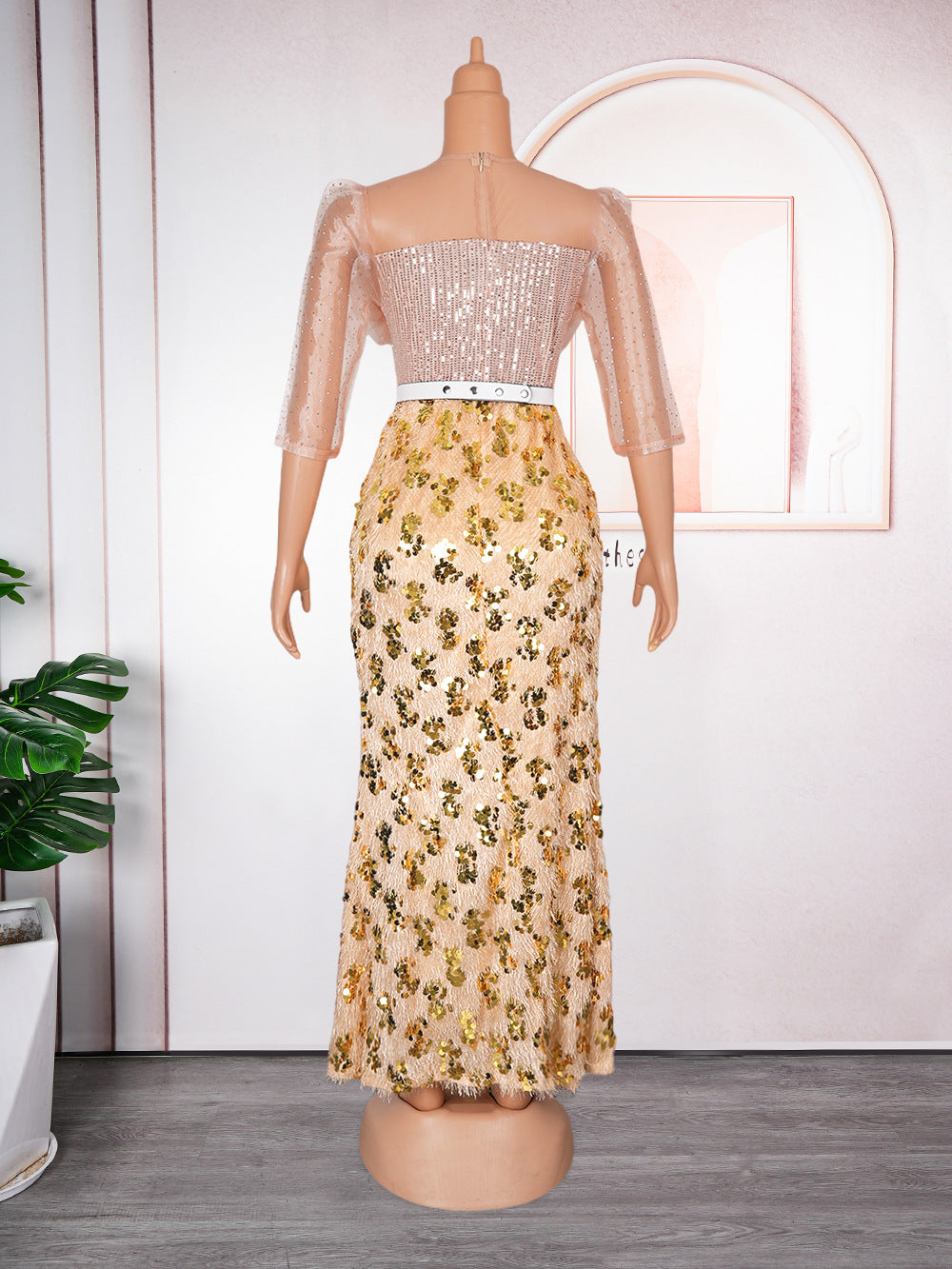 Plus Size Women African Formal Party Party Patchwork Sequin Flower Dress 19