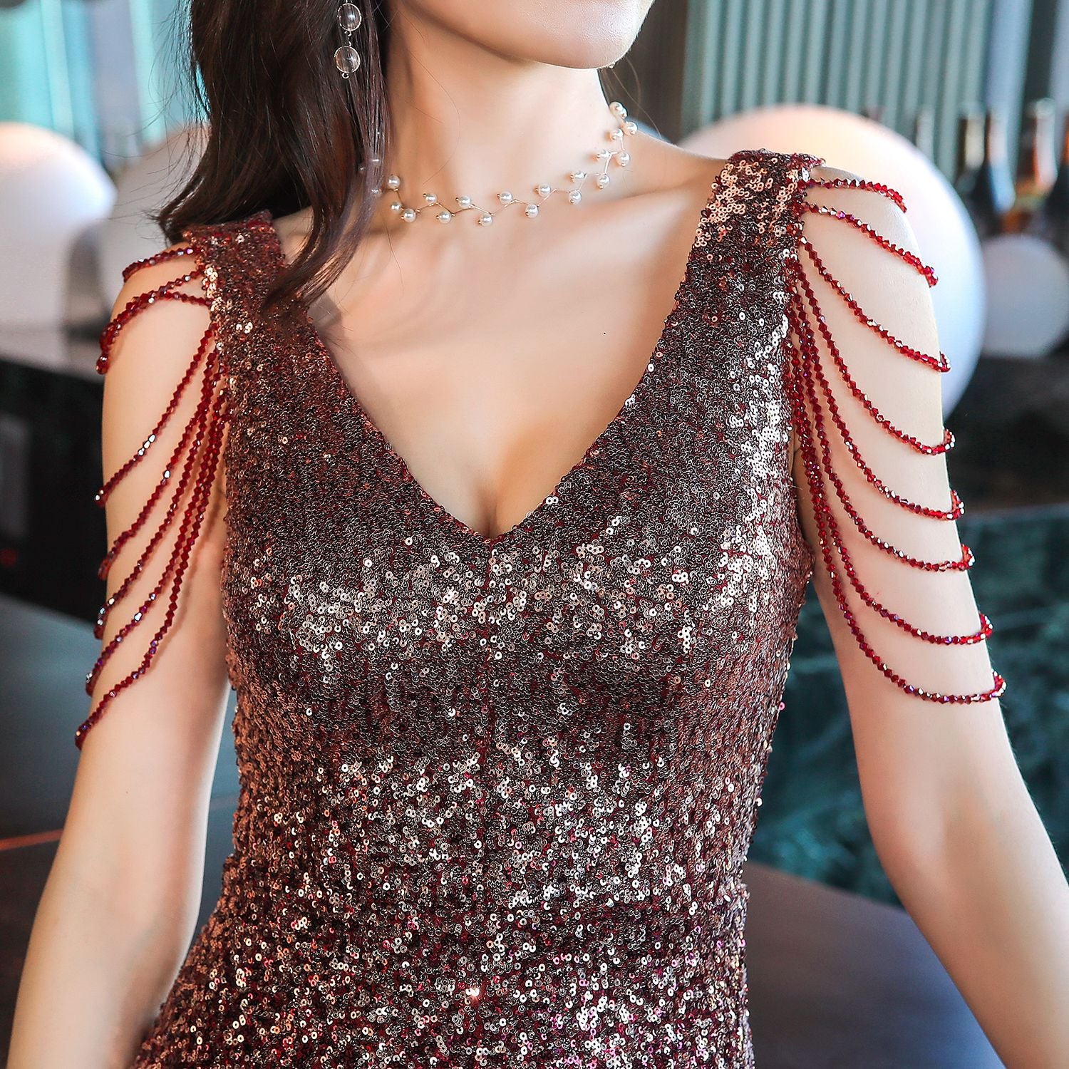 Women Sequined Formal Party Evening Dress 7