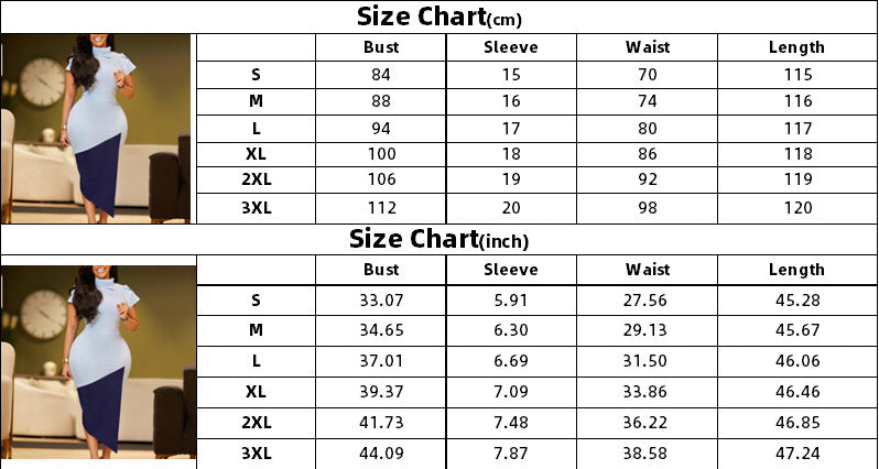 Women's Summer Fashion Chic Short Sleeve Color Block African Pencil Bodycon Dress 8
