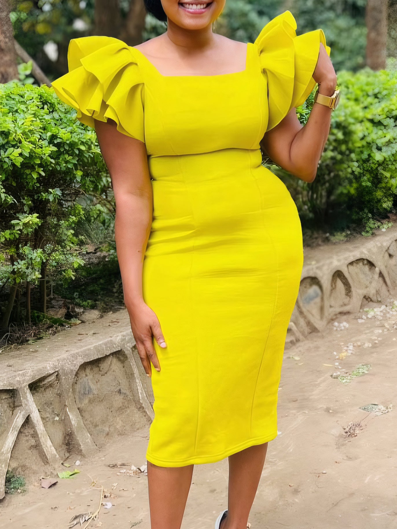 Women solid bodycon African dress 9