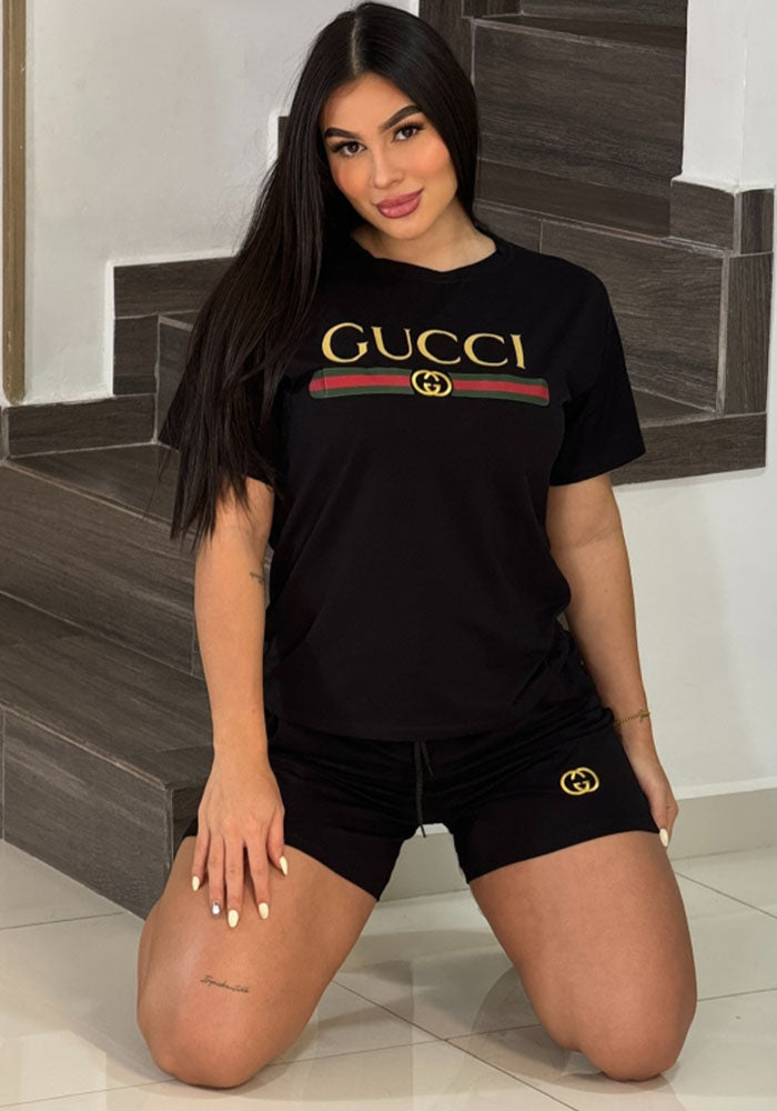 Women's Fashion Casual Embroidered Cotton two piece Shorts Set