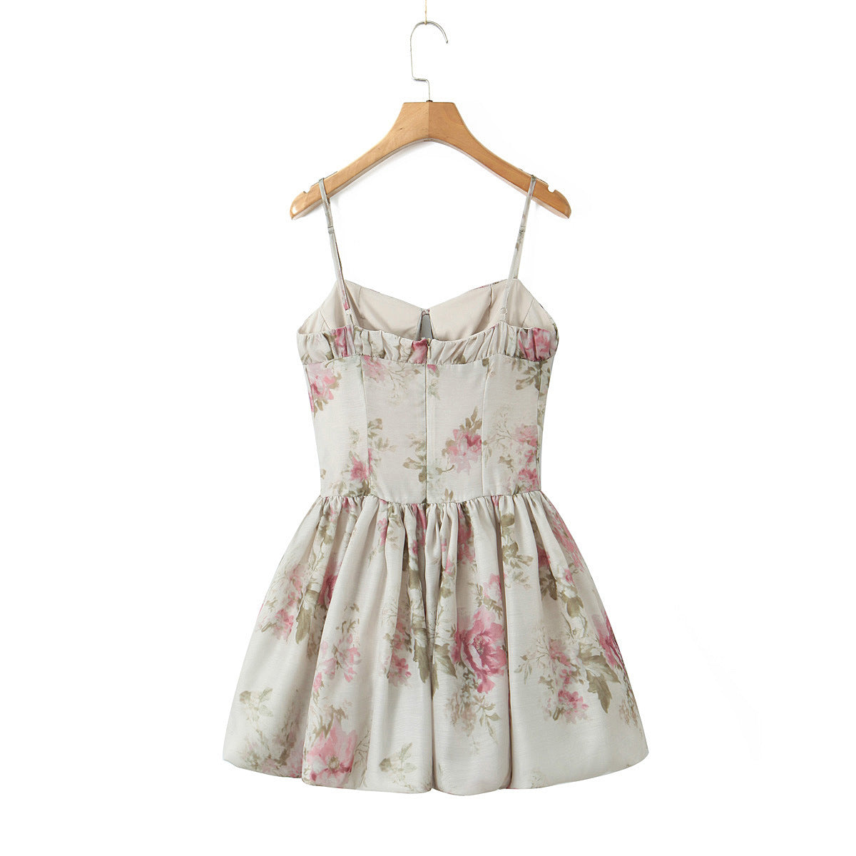 Summer Print Square Neck Sexy Low Back Slim Mini Strap Dress 4