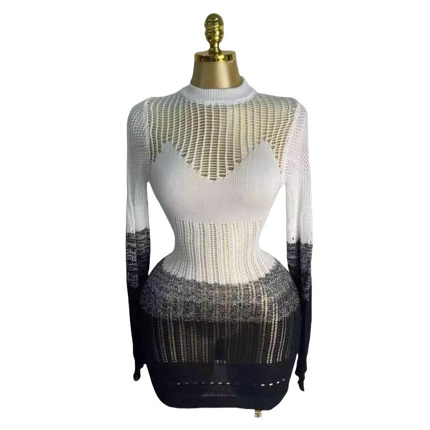 Women Autumn Hollow Knitting Style Beach Dress 20