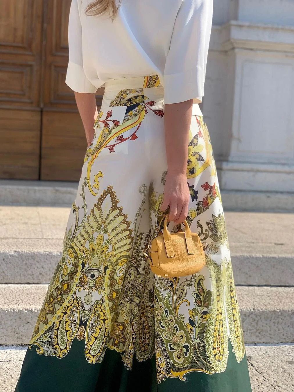 Women autumn single-breasted shirt and high-waist printed wide-leg pants two-piece set 6