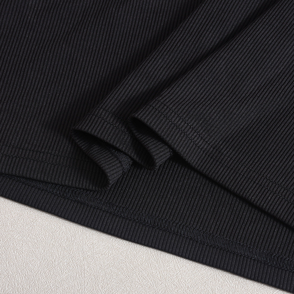 Women Summer Contrast Color Cut Out Round Neck Dress 13