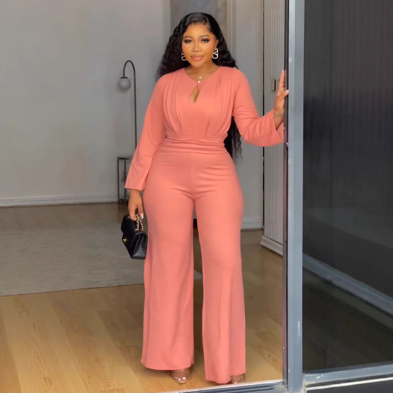 Elegant Cutout Slim Waist Wide Leg Jumpsuit 3