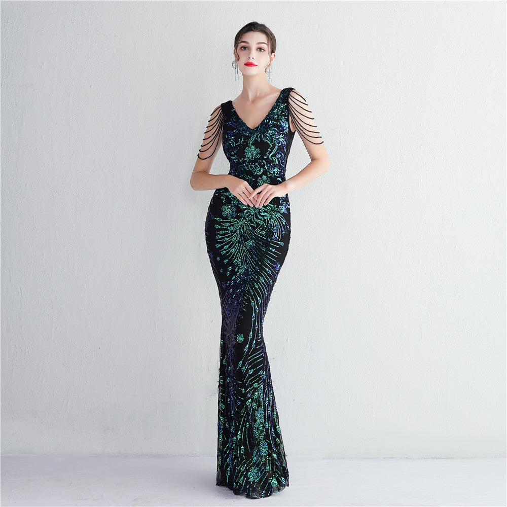 Elegant Long Sequins Plus Size Beauty Formal Party Evening Dress 8