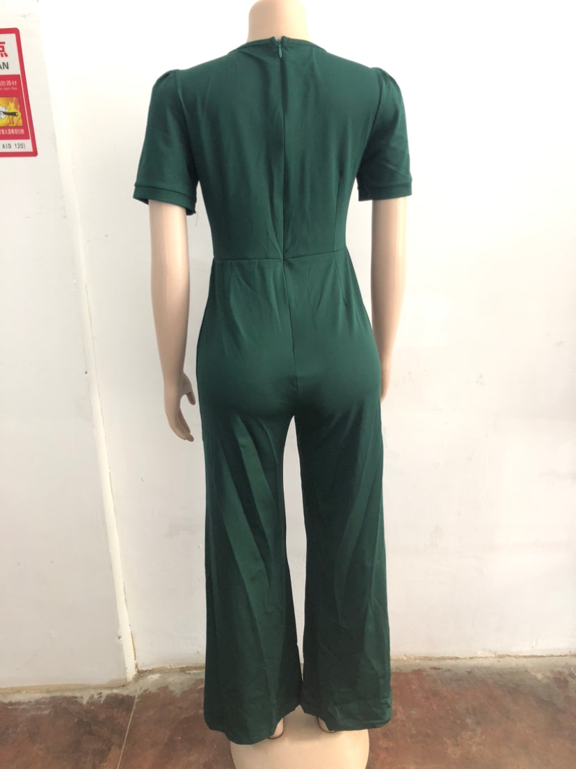 Women Fashion Short Sleeve Button Jumpsuits 12