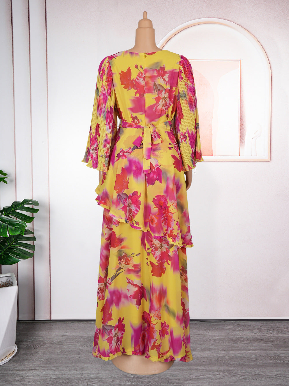 Plus Size  African Women's Floral Print Long Dress 14