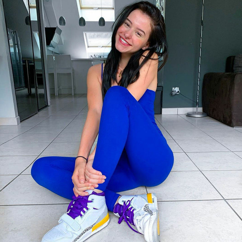 Summer Slim-Fit Solid Color Casual Strap Jumpsuit 11