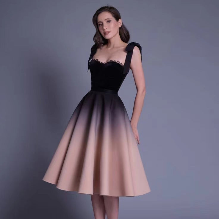 Princess Dress Christmas Gradient Pink Slim Straps Sleeveless Women's Party Dress