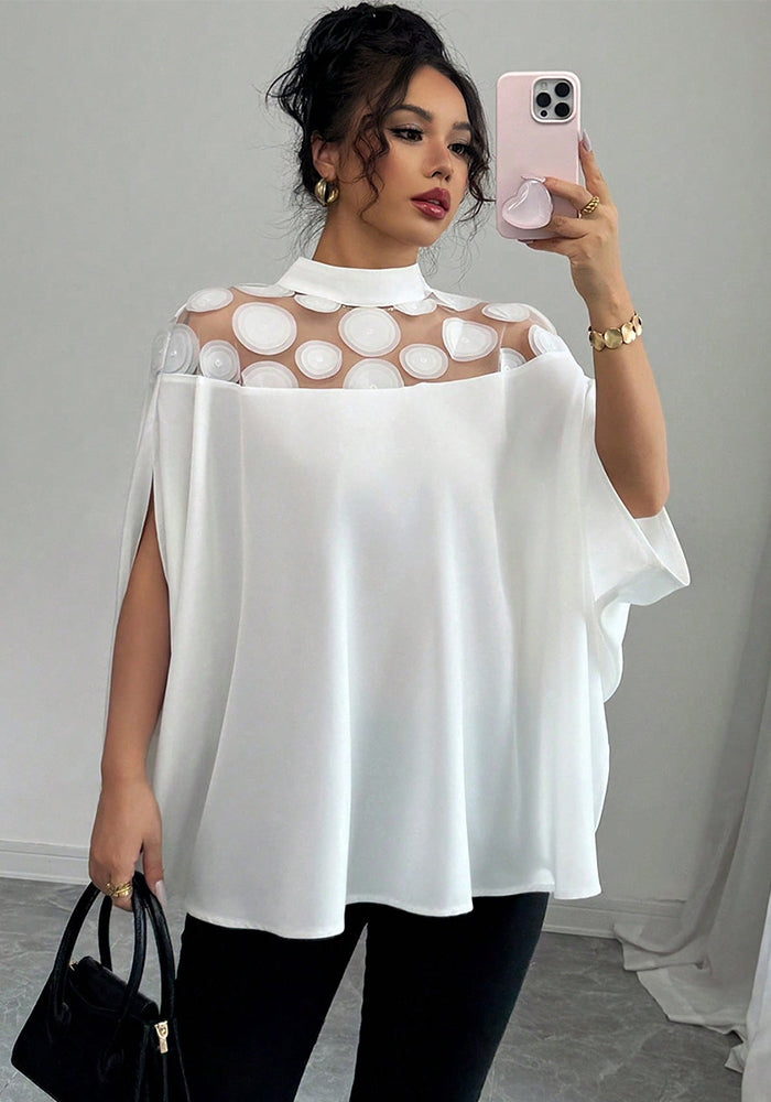 Summer Career Shirt Loose Mesh Off-Shoulder Women's Blouse