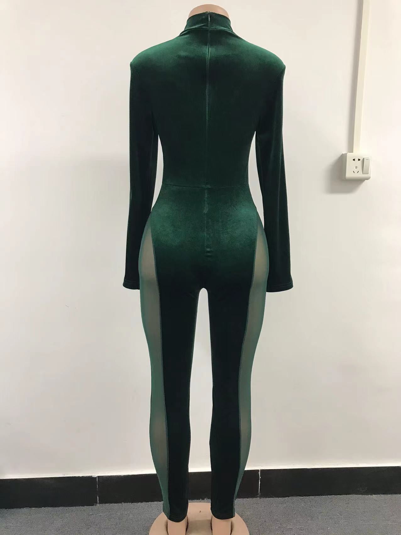 sexy sheer mesh patchwork long sleeve slim jumpsuit 9