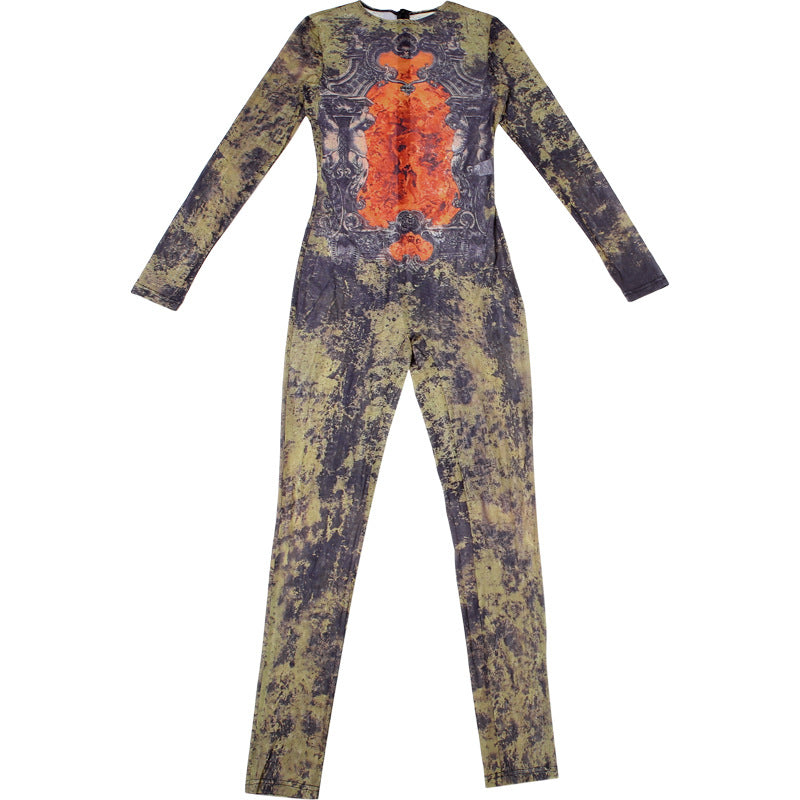 Women autumn sexy street print long sleeve jumpsuit 12