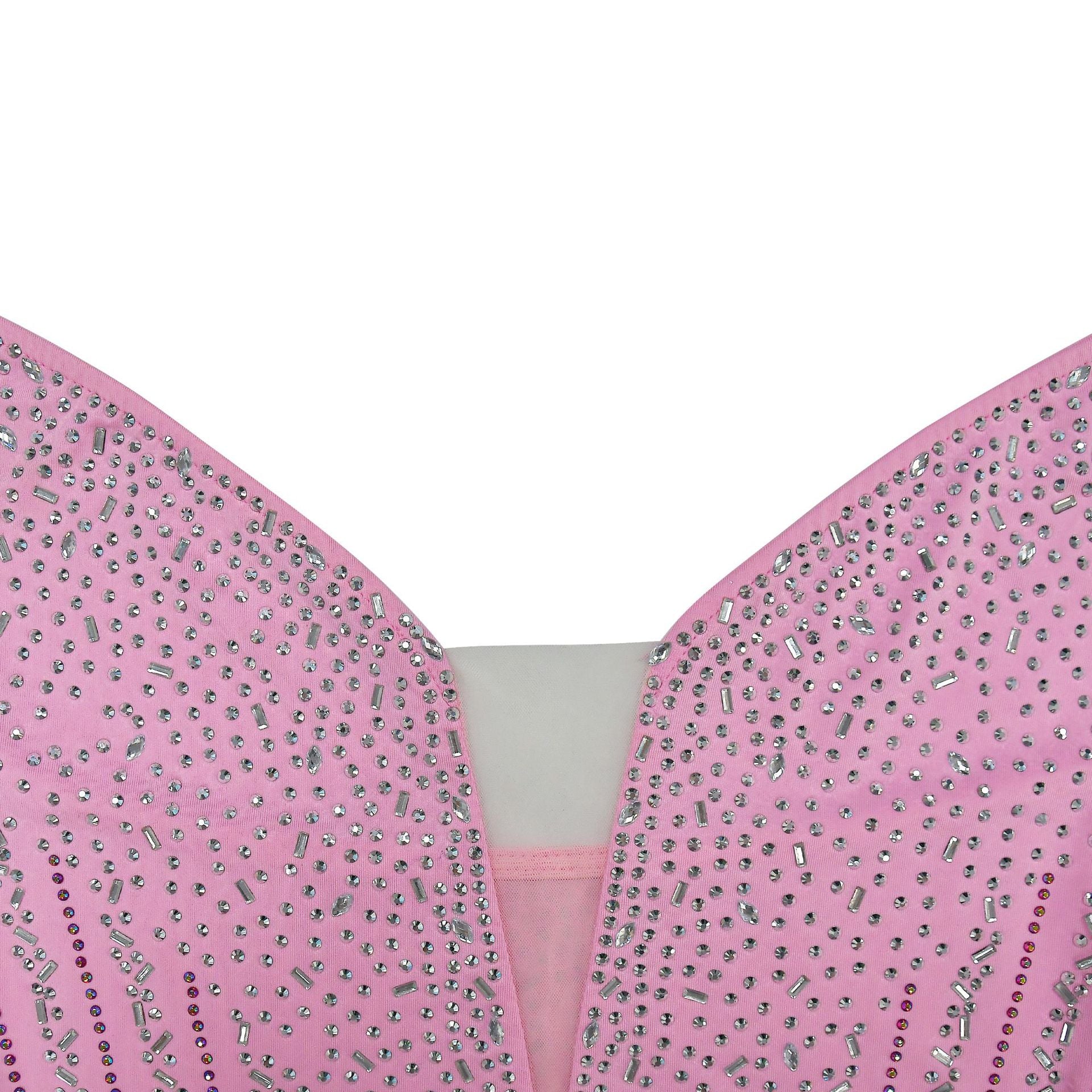 Women's Solid Color Beaded Mesh Feather Lace-Up Dress 22