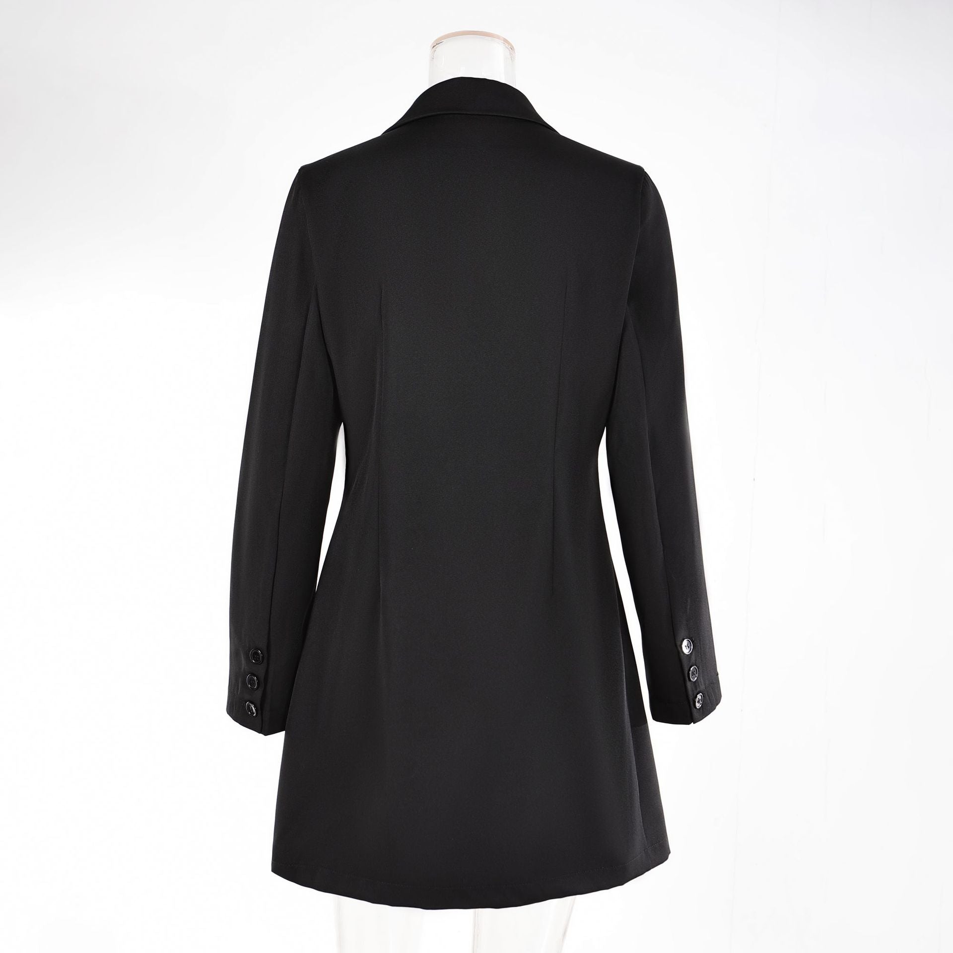 Women Solid Career Long Sleeve Suit Dress 4