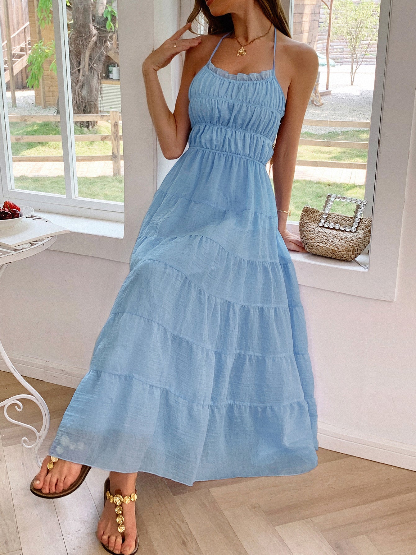 Spring/Summer Women's Holidays Casual Halter-Neck Beach Dress 10