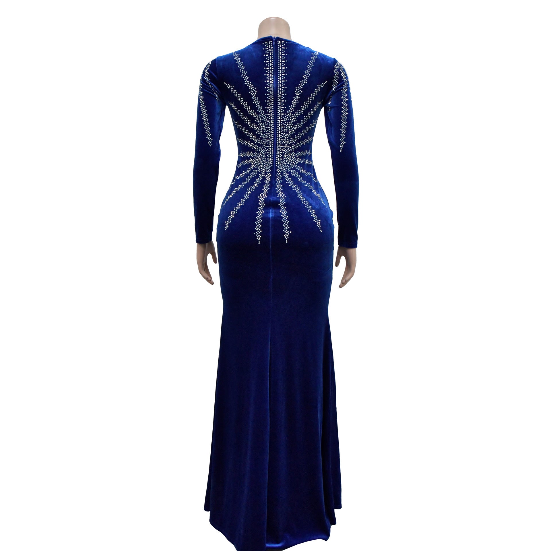Women Solid Sexy Beaded Long Sleeve Dress 20