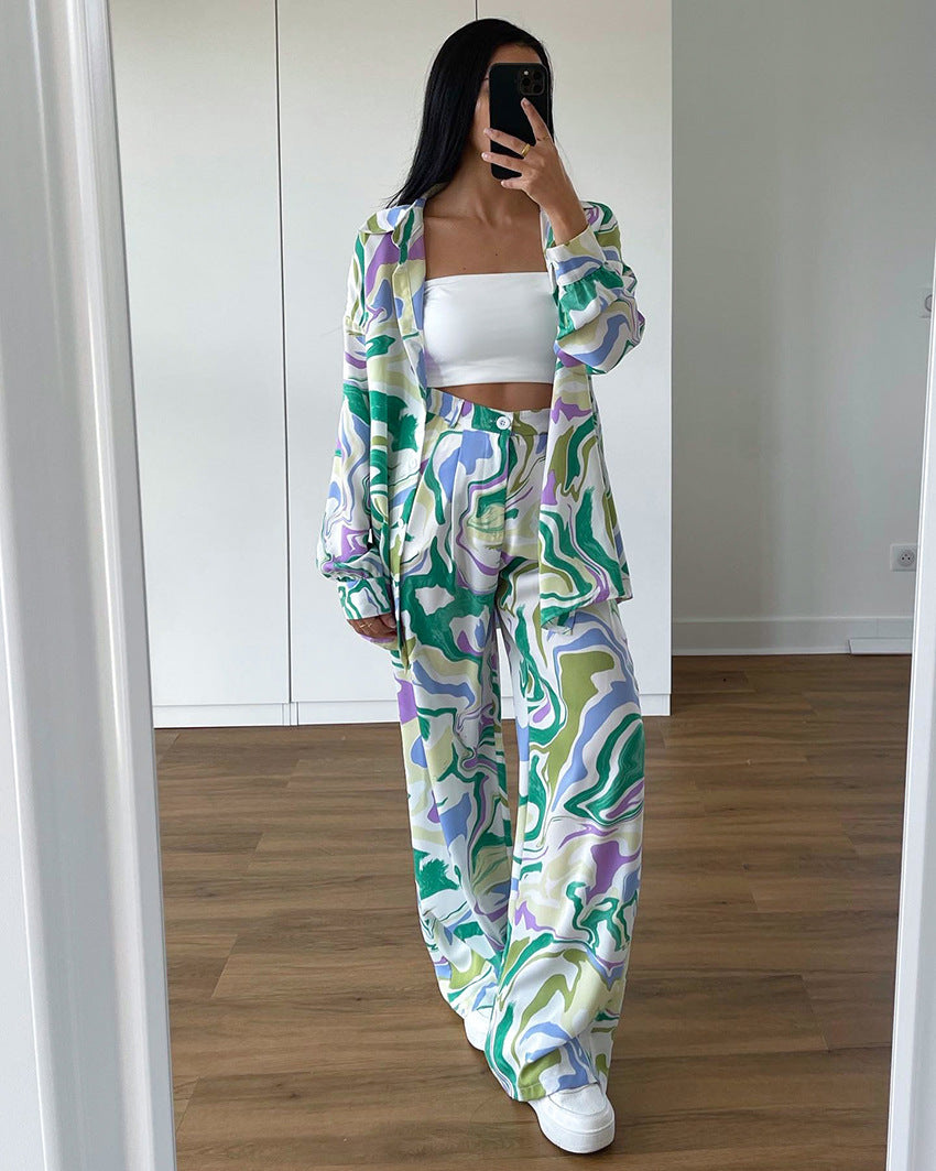 Autumn and winter fashion print suit street trend Career Chic women's two-piece suit 3