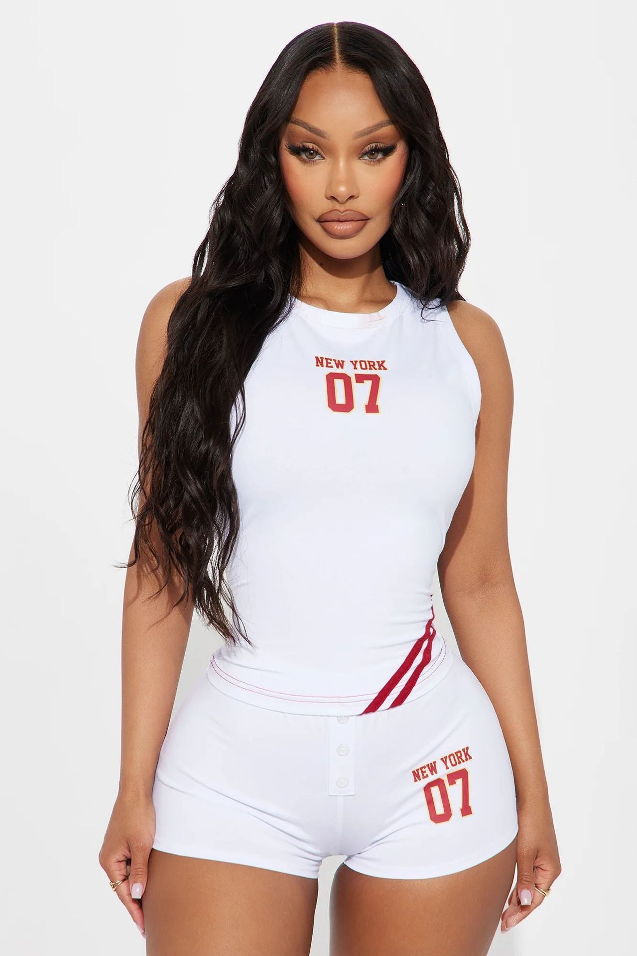 Women Summer Crop Letter Digital Printed Top and Shorts Two-Piece Set 7