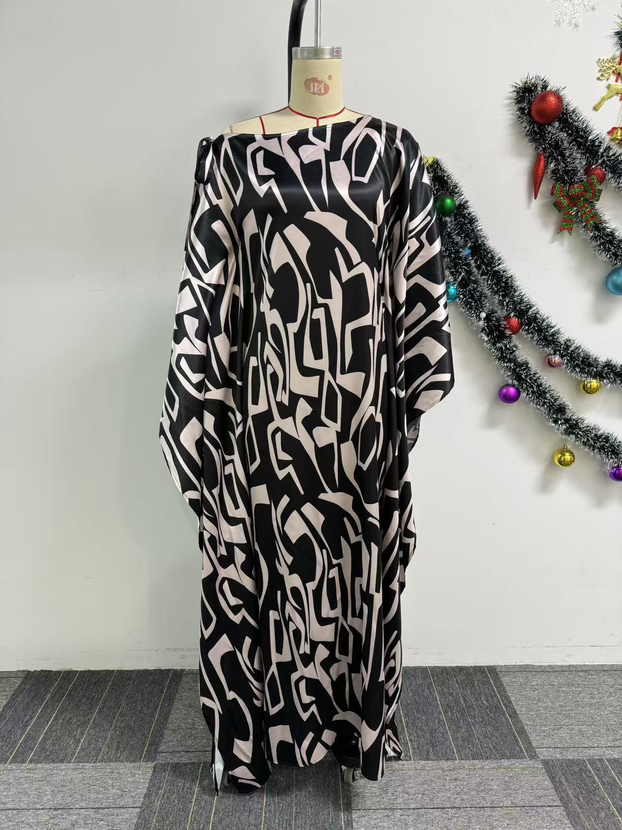 Women Print Lace-Up Slash Shoulder Dress 9