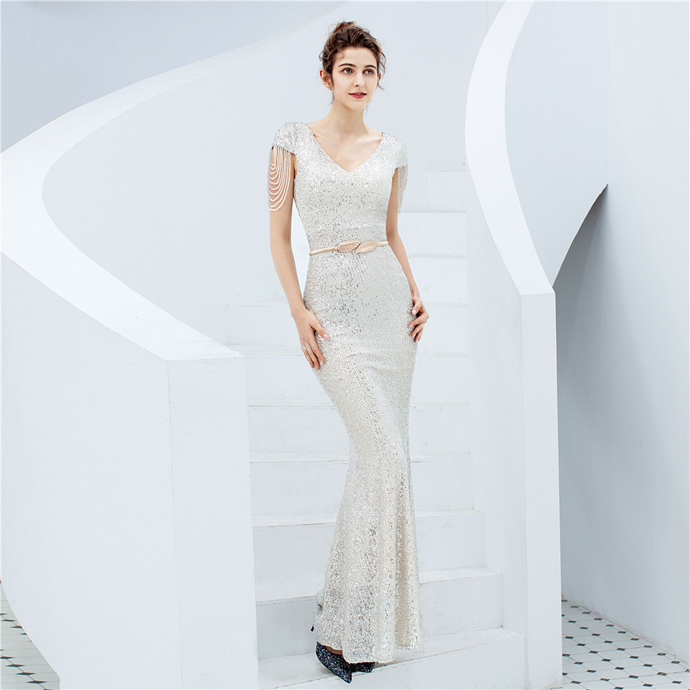 Plus Size Women Sequined Formal Party Maxi Evening Dress 4