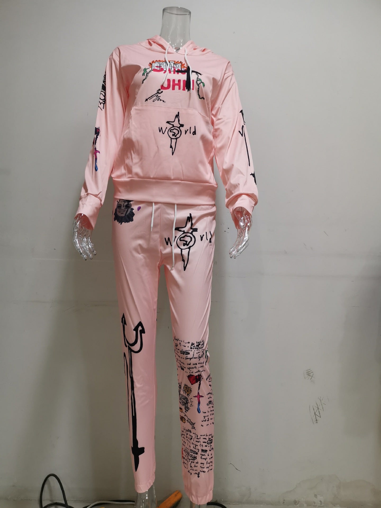 Autumn And Winter Women's Letter Print Casual Two-Piece Hoodies Sweatpants Two Piece Set 24