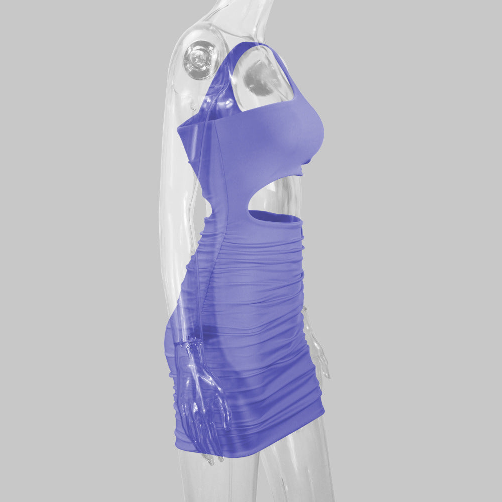 Women sexy hollow pleated Bodycon Dress 17