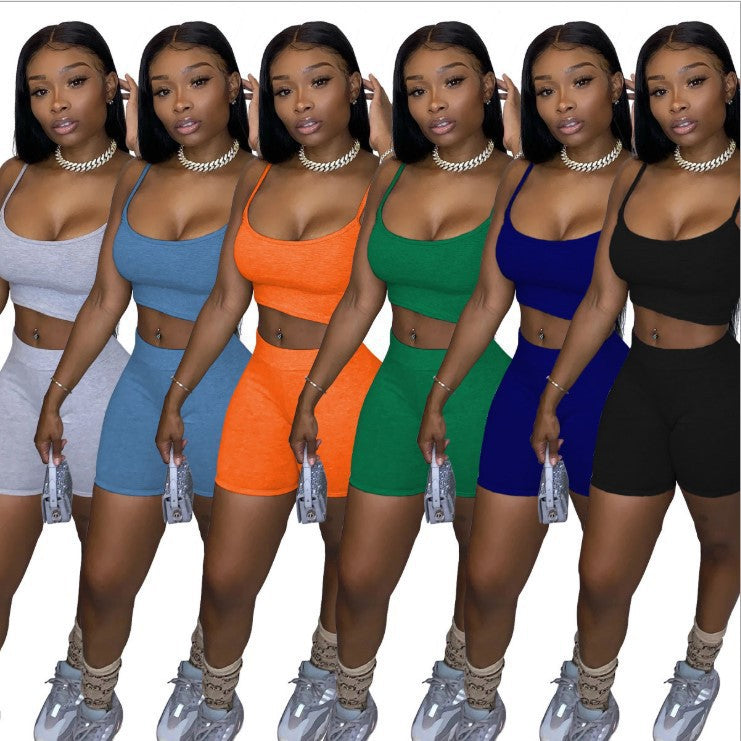 Women's Fashion Summer Sexy Crop Camisole Shorts Two Piece Set 13