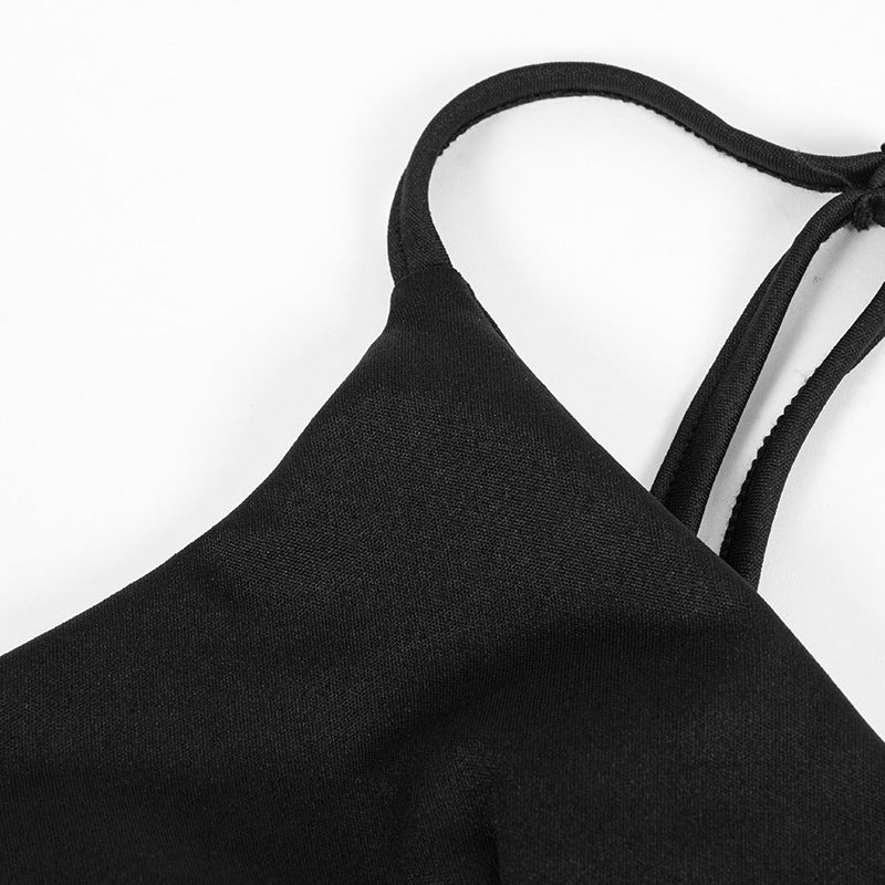 Summer fashion solid color sleeveless mesh patchwork sexy dress 12