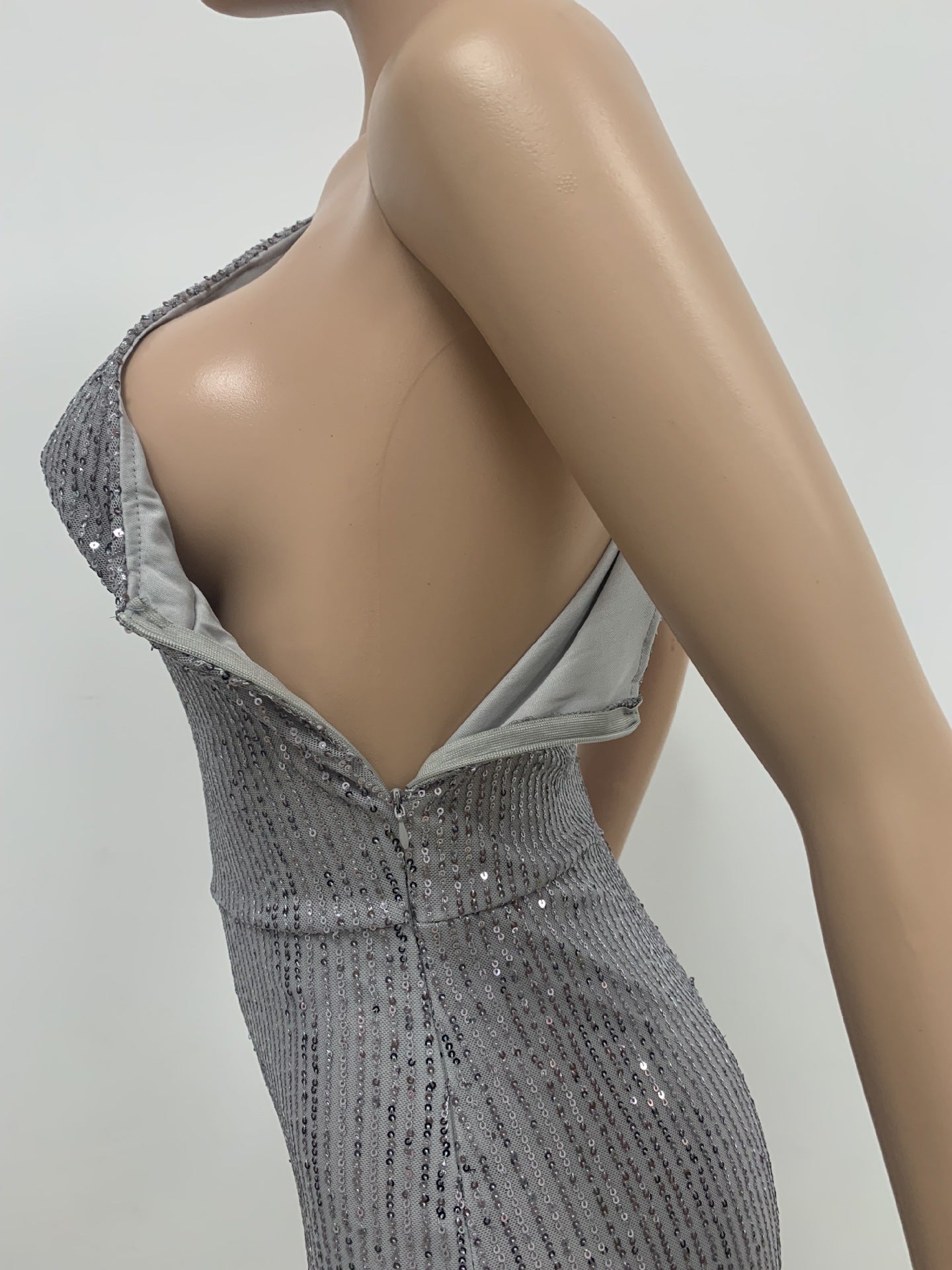 Women's Sleeveless One Shoulder Low Back Sequined Jumpsuit 56