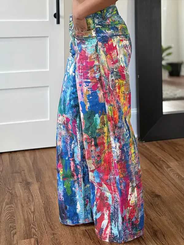 Women's Fashion Casual Straight Leg Painted Pants 3