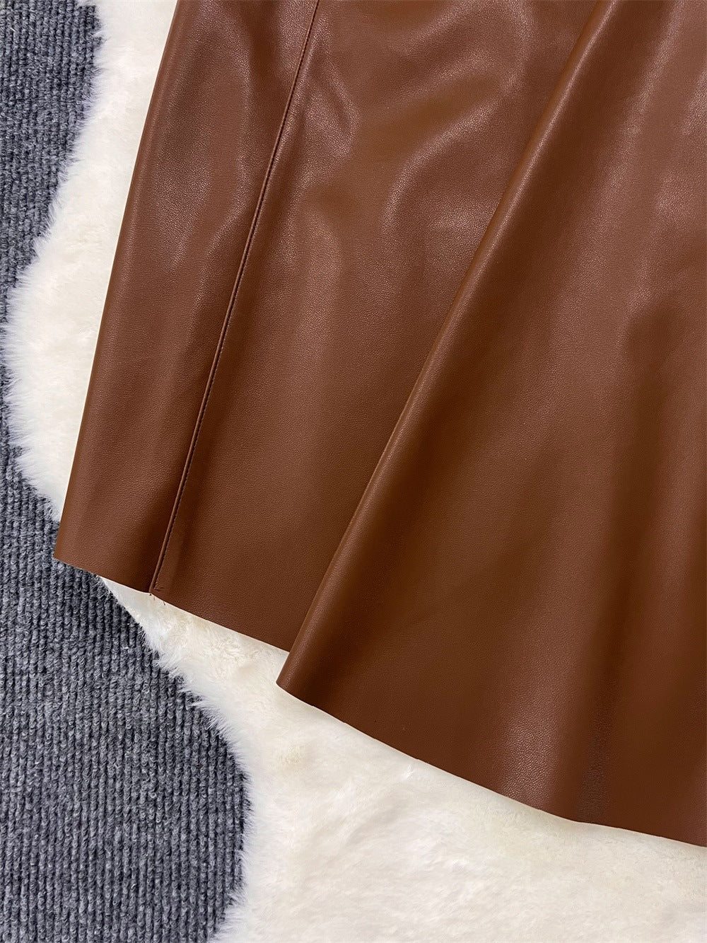 Pu Leather Fashion Trendy Autumn and Winter Women's Irregular Swing Skirt 13