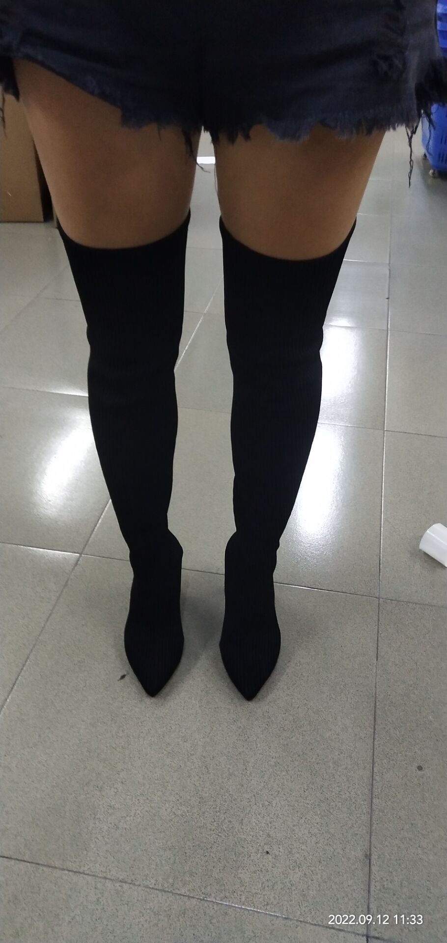 Women autumn and winter knitting stretch wool socks boots 15