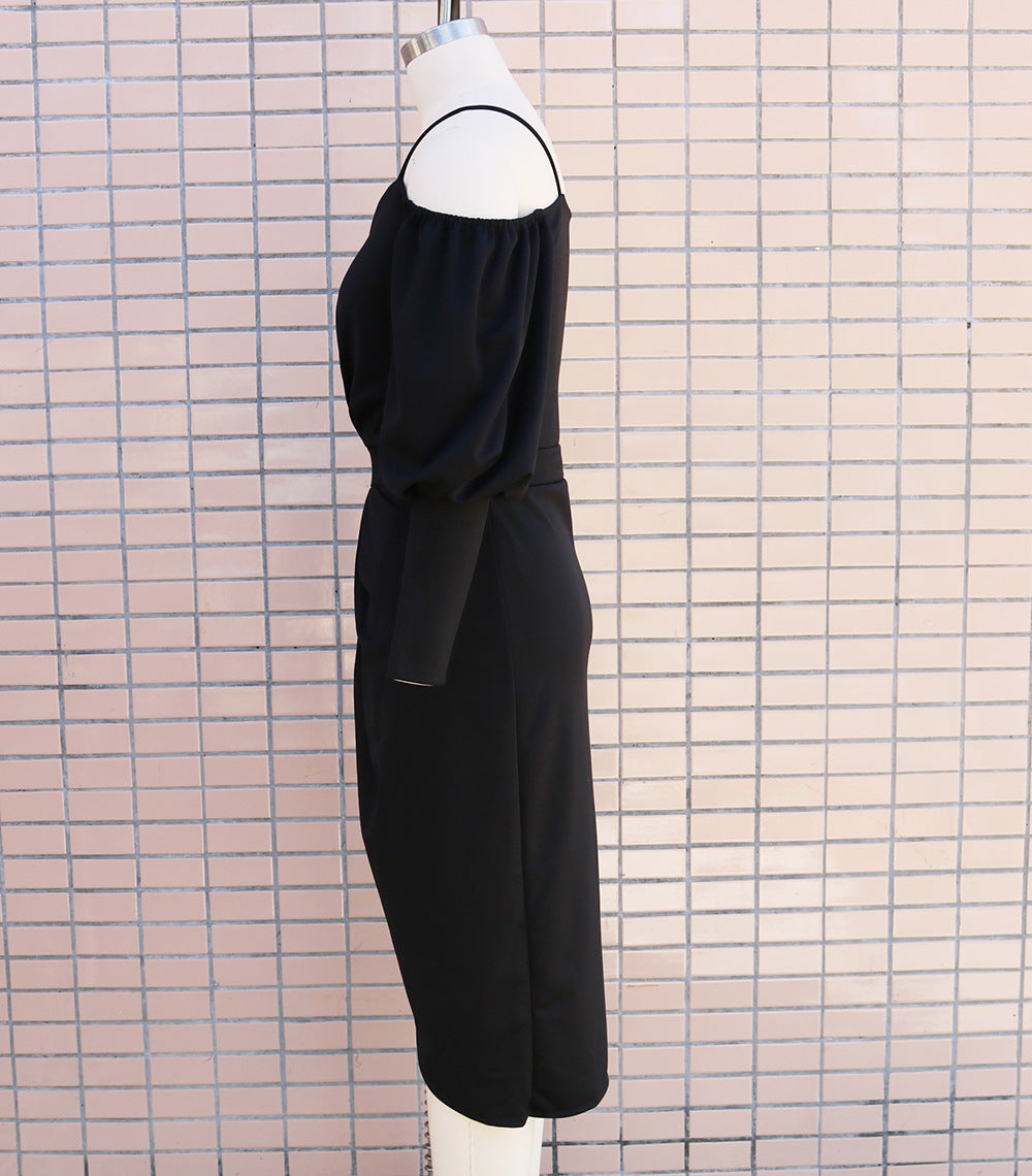 Women suspender balloon sleeves Irregular Maxi dress 17