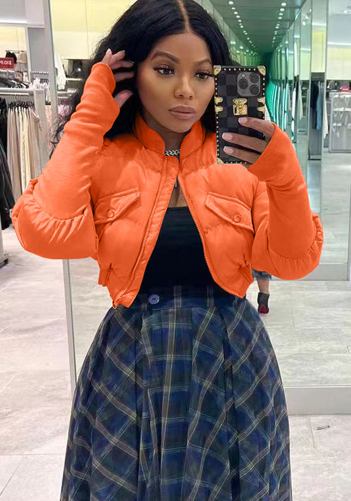 Women'S Fashion Casual Cotton Padded Jacket Stylish Patchwork Rib Coat 6