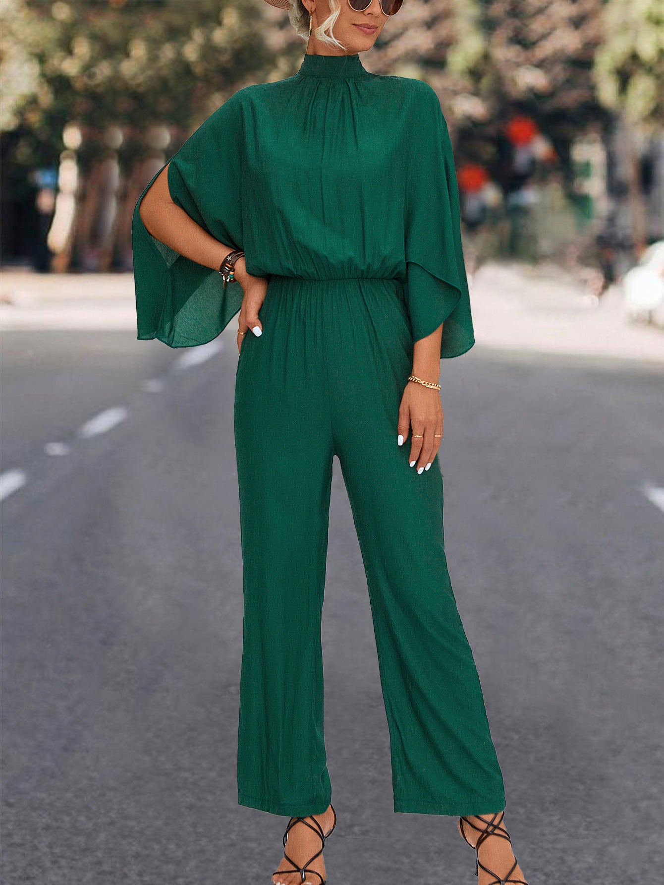 Spring Summer Women'S Stand Collar Elegant Solid Chic Jumpsuit 4