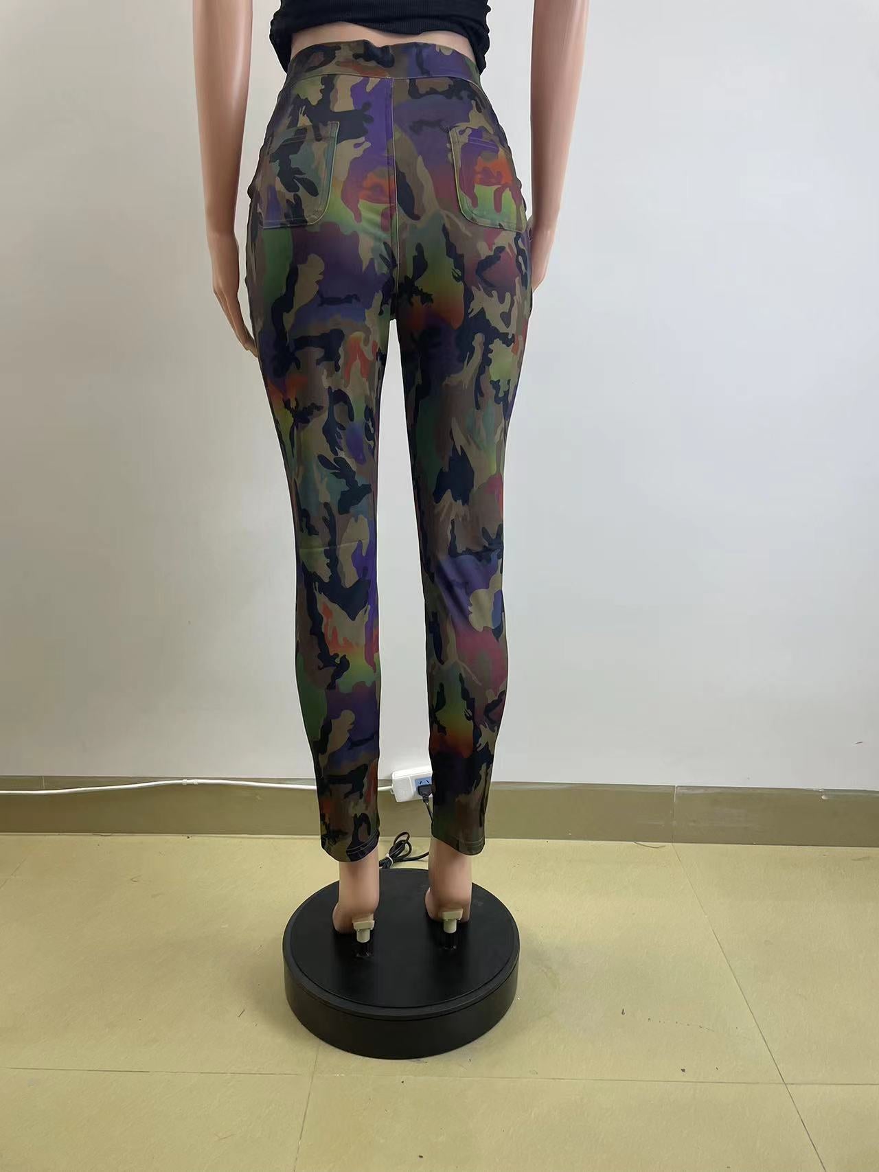 Spring Sexy Women's Clothing Tight Fitting Camo Trendy Pants 7