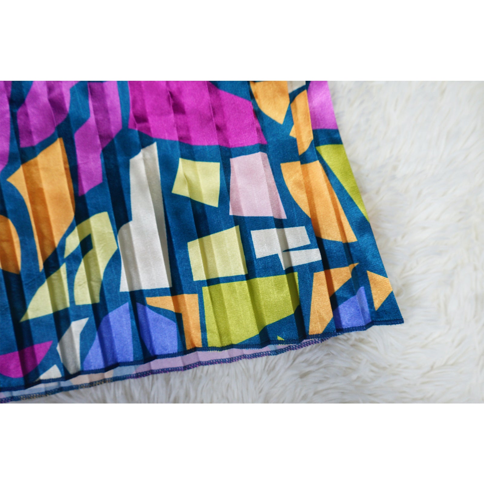 Women Autumn Printed Long Sleeve Pleated Dress 20