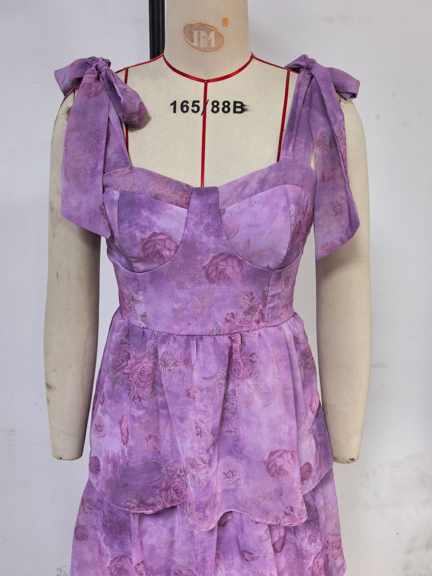 Women Spring/Summer Sleeveless Floral Strappy Off-The-Shoulder Tie-Drape Dress 13