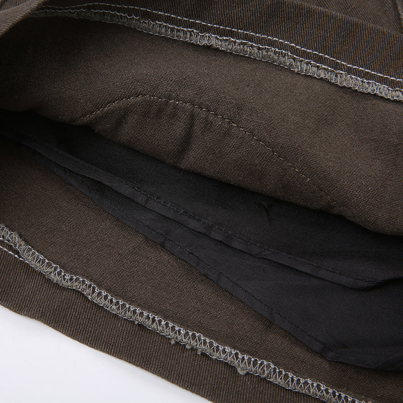 Women Beauty Street Retro Rivets Pockets Denim Skirt 17