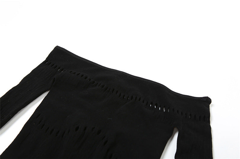 Autumn Women Sexy Off Shoulder Hollow knitting Jumpsuit 12