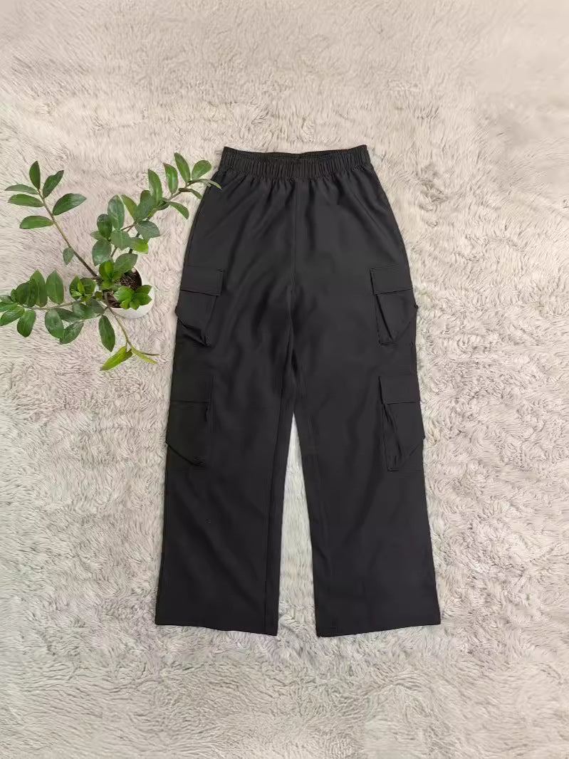 Women Pocket Solid Cargo Pants 5