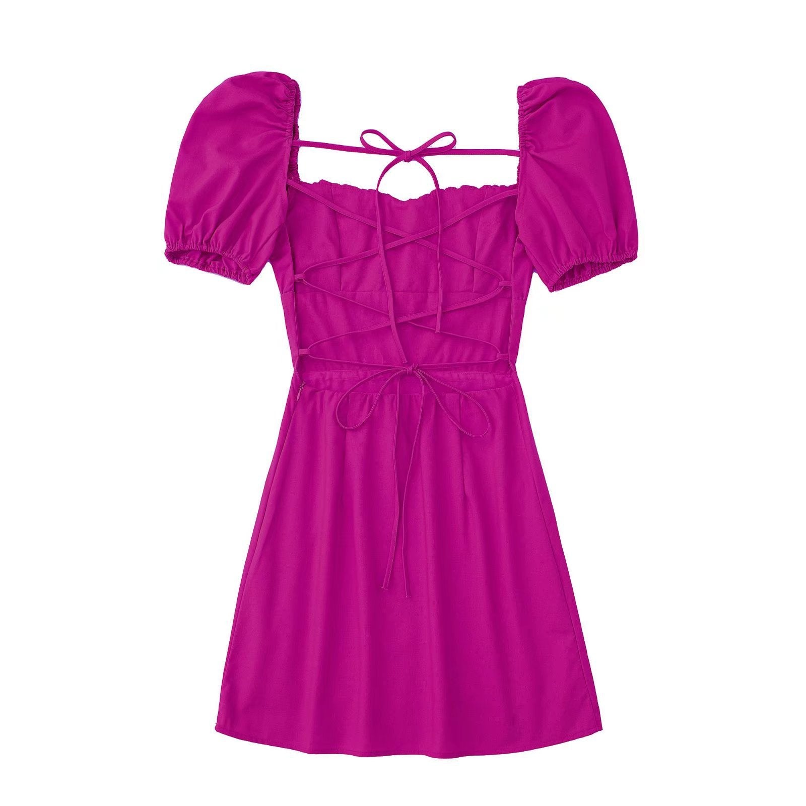 Women Square Neck Short Sleeve Dress 10