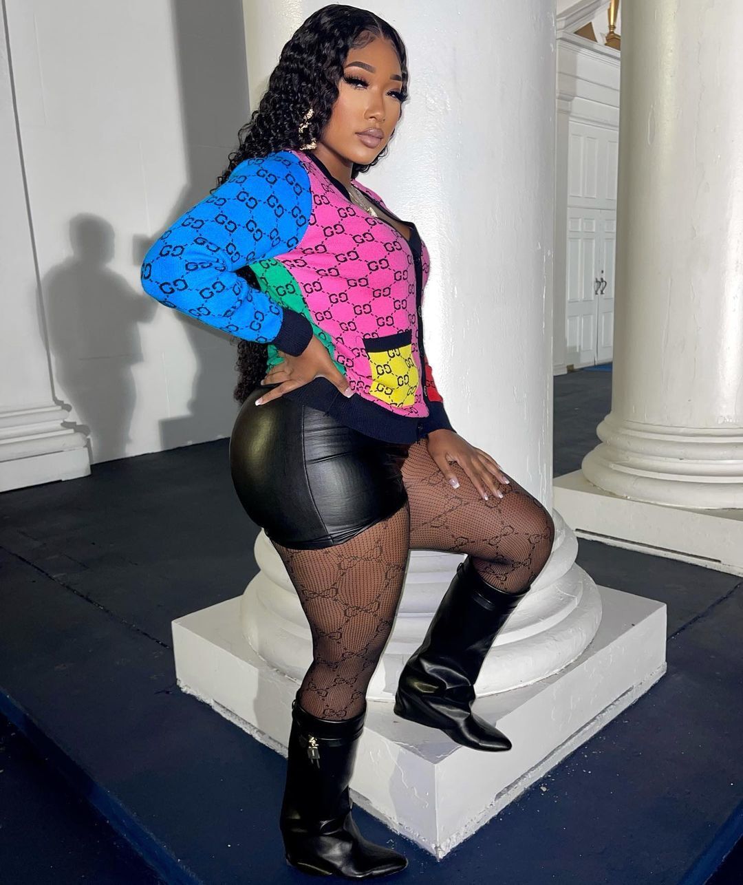 Women's Rainbow Color Block Slim Fit Knitting Cardigan Sweater Coat 8