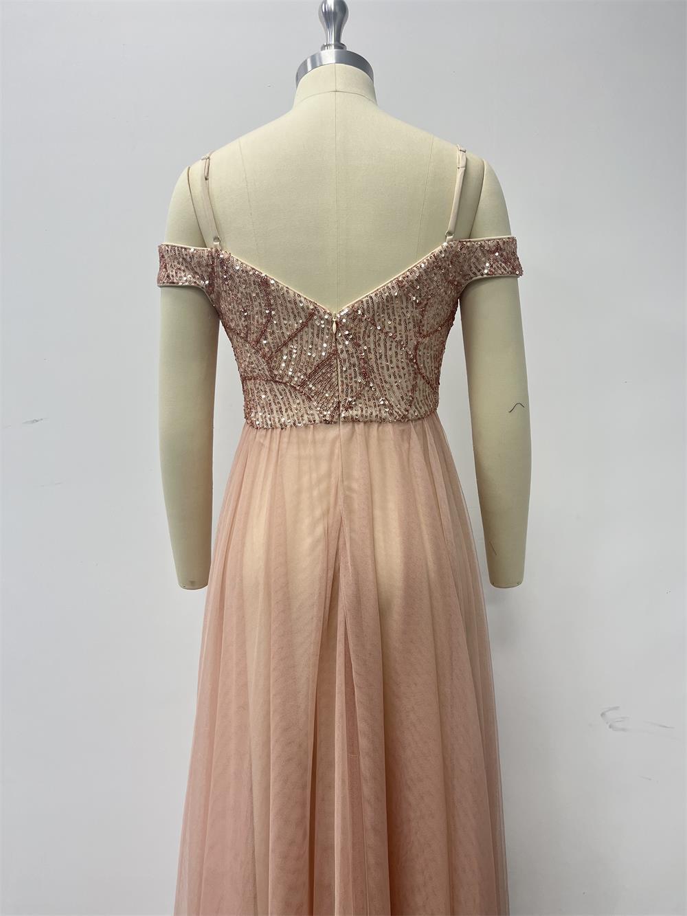 Off-Shoulder Straps Sequin Mesh Patchwork Elegant Party Dress 13