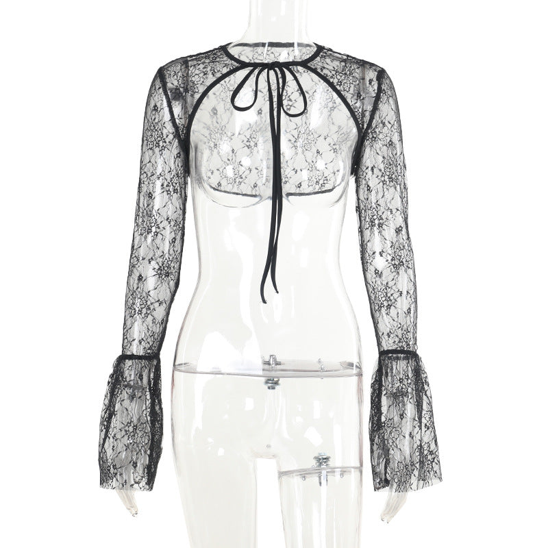 Women Autumn Sexy Lace Lace-Up Dress 8