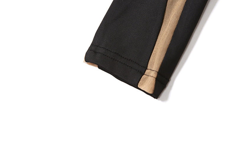 Summer Women Sexy Casual Mesh Patchwork High Waist Long Sleeve Bodysuit 11