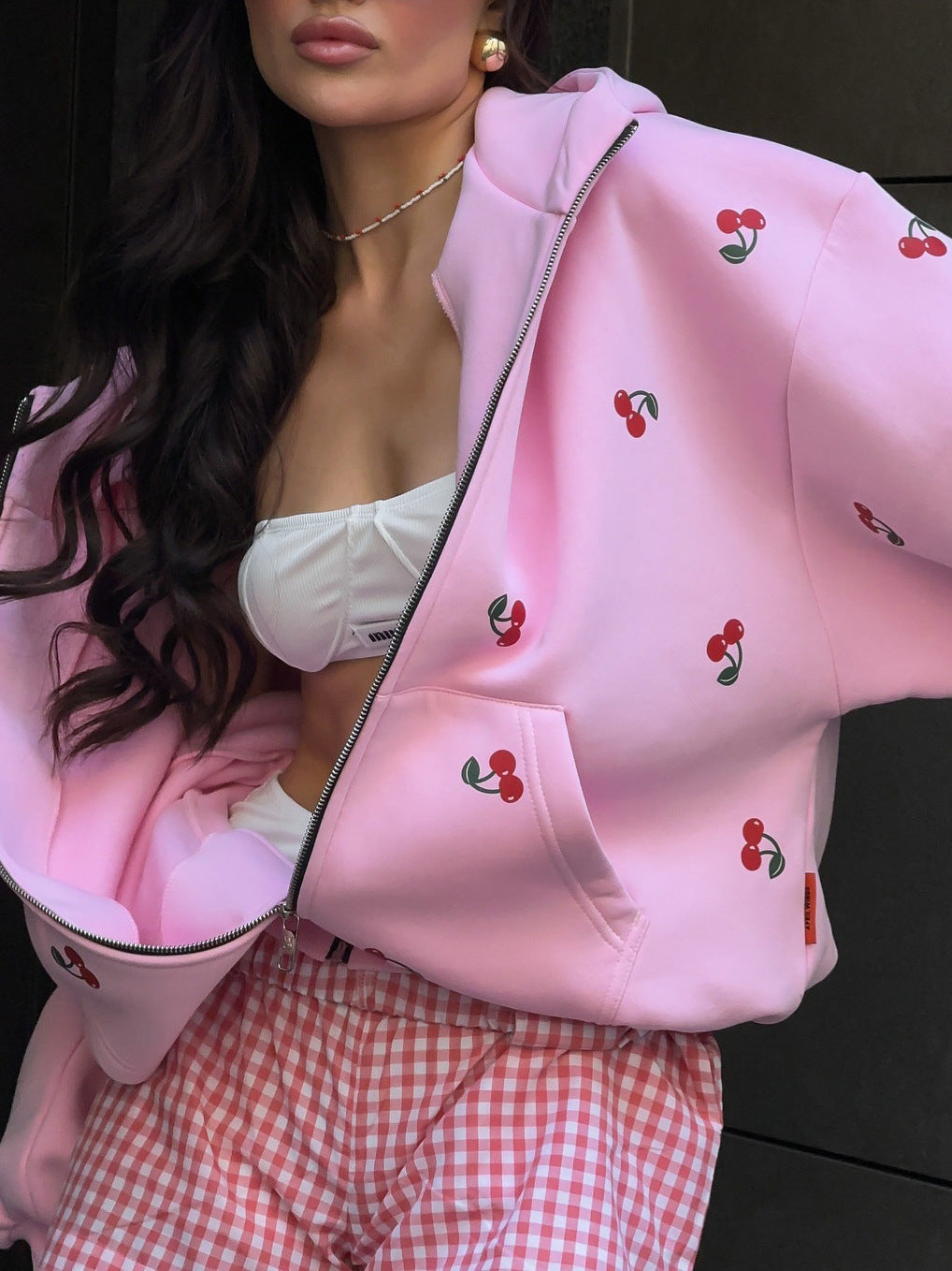 Women cherry print Hoodies 6